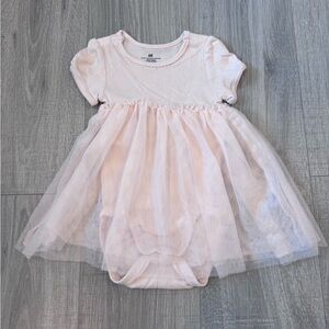 H&M Light Pink Baby Dress with Tulle Overlay / 6-9M